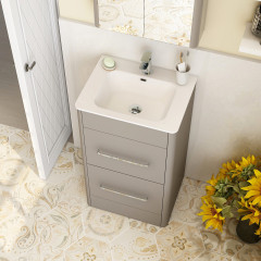 Suburb 500 Double Drawer Floor Standing Cabinet In Matt Ash